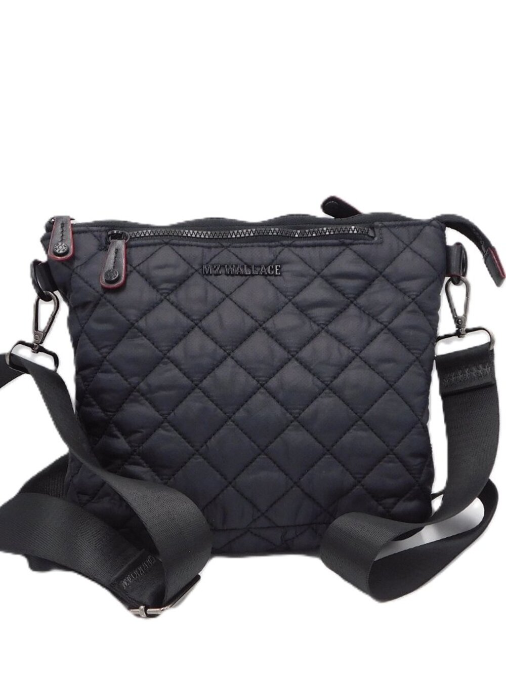 MZ Wallace Black Quilted Nylon Messenger Crossbody Bag | EUC - Picture 12 of 12